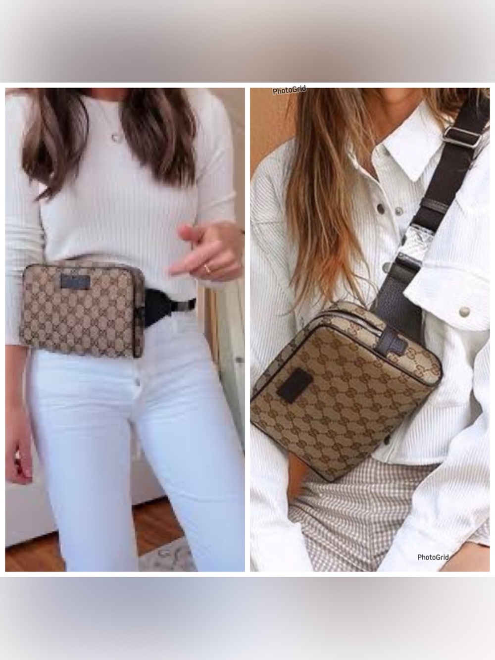 GUCCI GG Supreme Monogram Canvas Belt Waist Bum Bag Brown/Beige EUC w/  Dust Bag